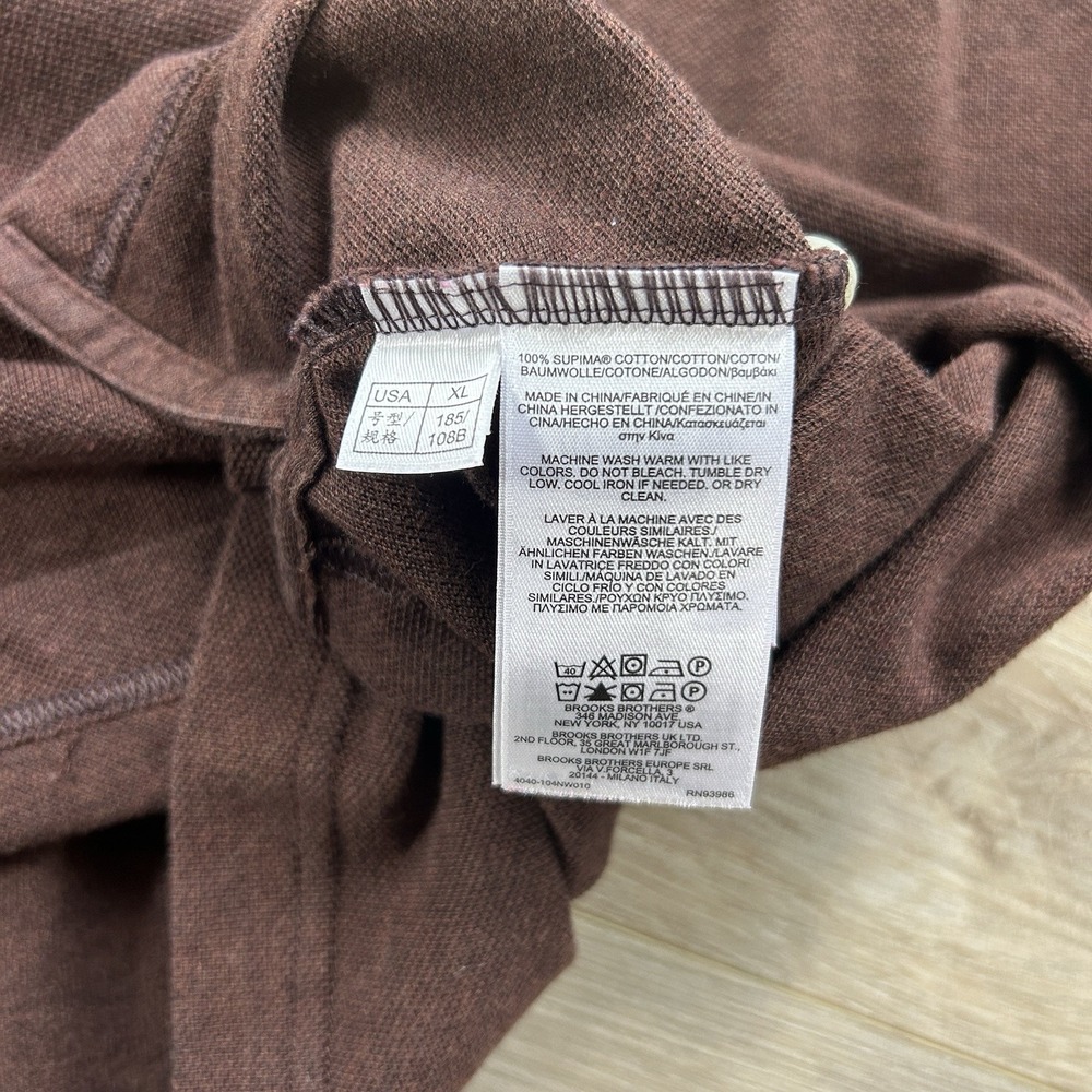 Brooks Brothers XL Performance Knit Polo Long Sleeve Cotton Chocolate Brown - Picture 5 of 9